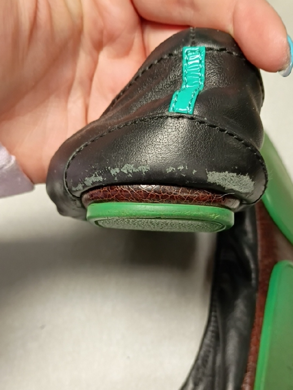 Tieks Black Leather Ballet Flats with Tan Insole - Picture 5 of 8